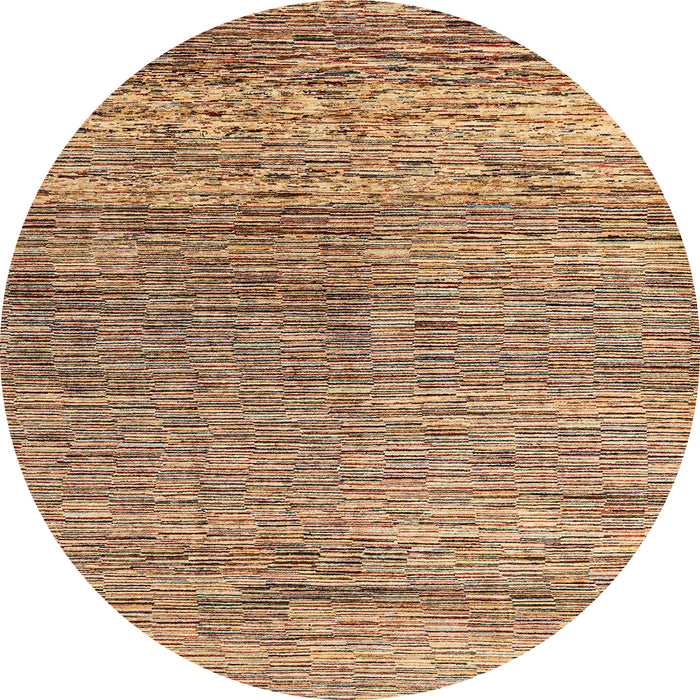 Round Abstract Saddle Brown Oriental Rug, abs4257