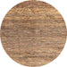 Round Abstract Saddle Brown Oriental Rug, abs4257