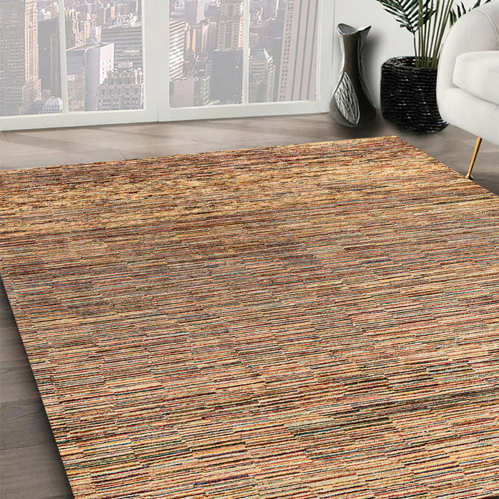 Abstract Saddle Brown Oriental Rug in Family Room, abs4257