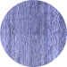 Round Machine Washable Oriental Blue Modern Rug, wshabs4257blu