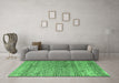 Machine Washable Oriental Emerald Green Modern Area Rugs in a Living Room,, wshabs4257emgrn