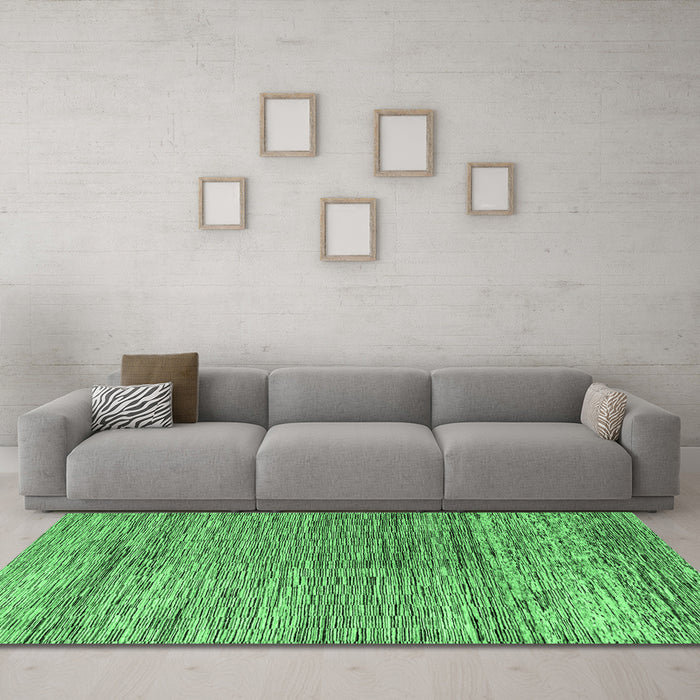 Machine Washable Oriental Emerald Green Modern Area Rugs in a Living Room,, wshabs4257emgrn