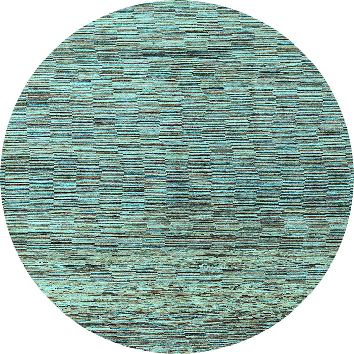 Round Machine Washable Oriental Light Blue Modern Rug, wshabs4257lblu