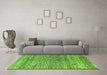 Machine Washable Oriental Green Modern Area Rugs in a Living Room,, wshabs4257grn