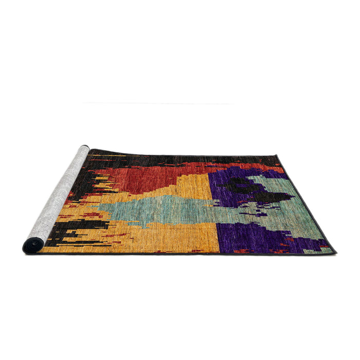 Sideview of Machine Washable Abstract Brown Rug, wshabs4258