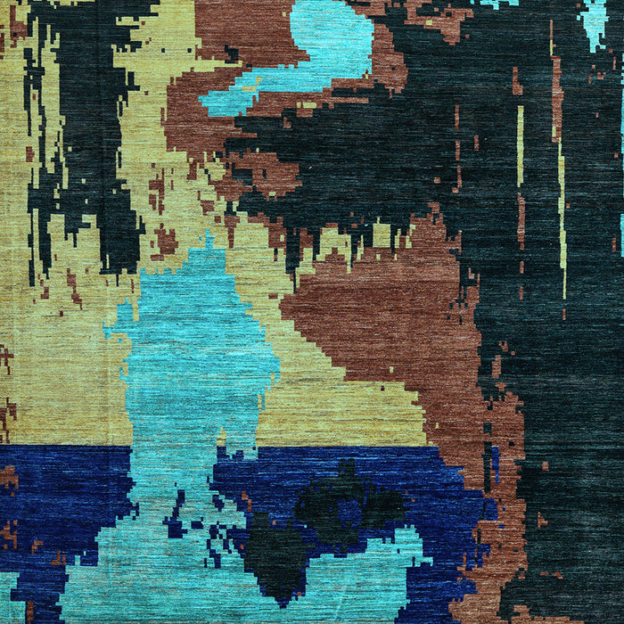 Square Oriental Light Blue Modern Rug, abs4258lblu