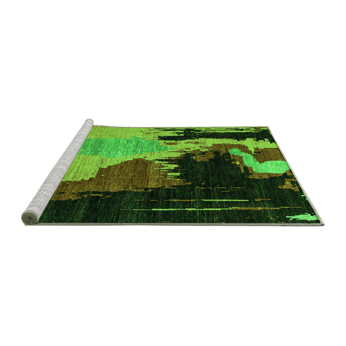 Sideview of Machine Washable Oriental Green Modern Area Rugs, wshabs4258grn