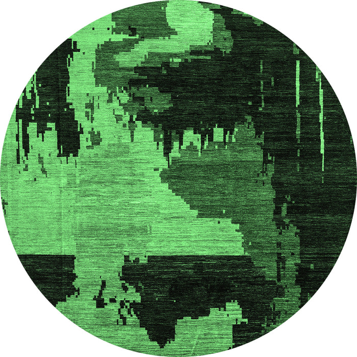Round Oriental Emerald Green Modern Rug, abs4258emgrn