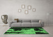 Machine Washable Oriental Emerald Green Modern Area Rugs in a Living Room,, wshabs4258emgrn