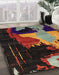 Abstract Brown Oriental Rug in Family Room, abs4258