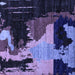 Square Machine Washable Oriental Blue Modern Rug, wshabs4258blu