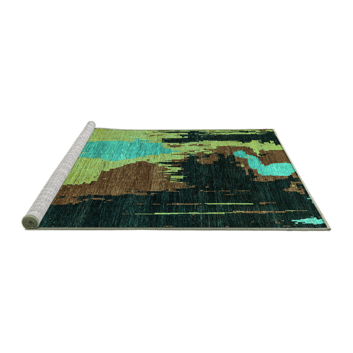 Sideview of Machine Washable Oriental Turquoise Modern Area Rugs, wshabs4258turq