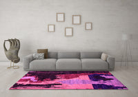 Machine Washable Oriental Pink Modern Rug, wshabs4258pnk