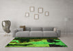 Machine Washable Oriental Green Modern Area Rugs in a Living Room,, wshabs4258grn