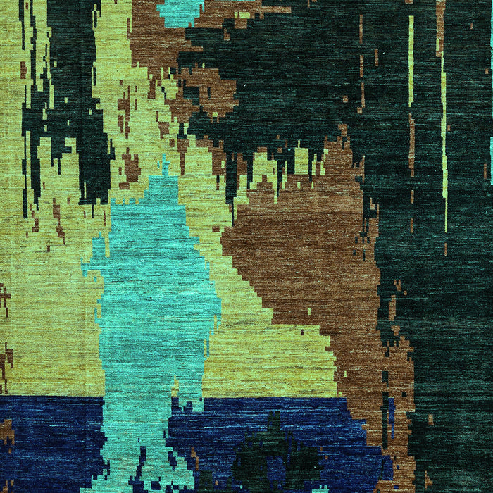 Machine Washable Oriental Turquoise Modern Area Rugs, wshabs4258turq