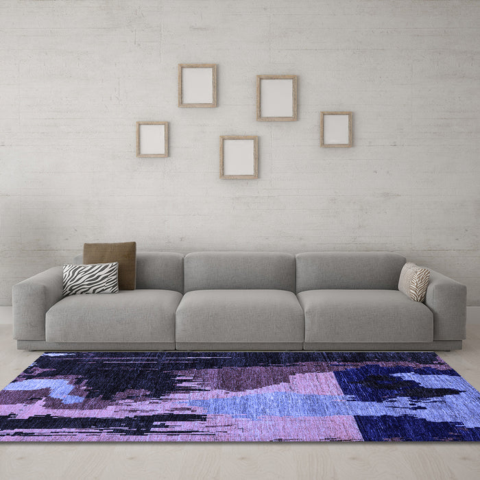 Machine Washable Oriental Blue Modern Rug in a Living Room, wshabs4258blu