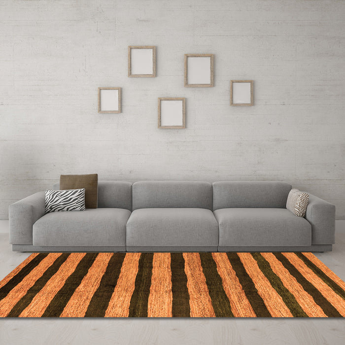Machine Washable Oriental Orange Modern Area Rugs in a Living Room, wshabs4259org