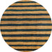 Round Abstract Yellow Oriental Rug, abs4259