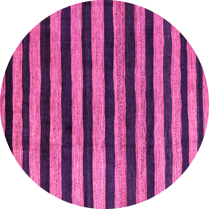 Round Machine Washable Oriental Pink Modern Rug, wshabs4259pnk
