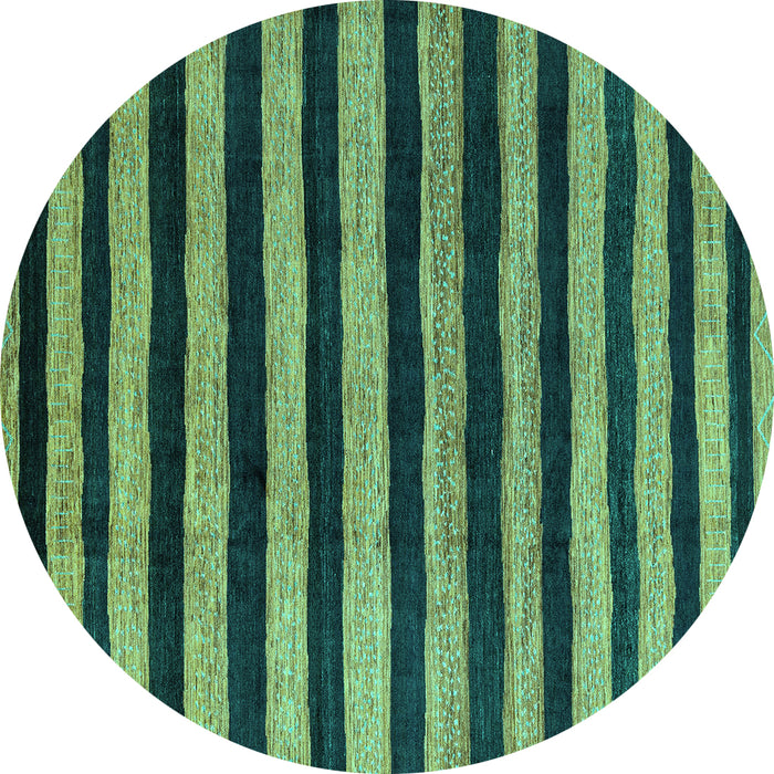 Round Machine Washable Oriental Turquoise Modern Area Rugs, wshabs4259turq