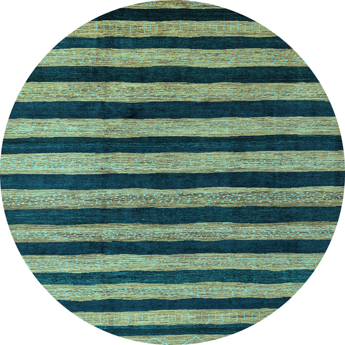Round Machine Washable Oriental Light Blue Modern Rug, wshabs4259lblu