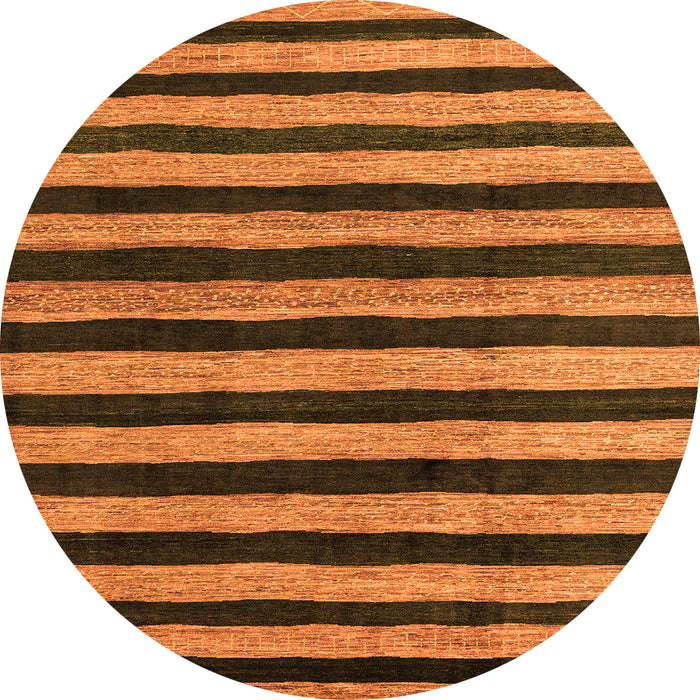 Round Machine Washable Oriental Orange Modern Area Rugs, wshabs4259org