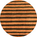 Round Machine Washable Oriental Orange Modern Area Rugs, wshabs4259org