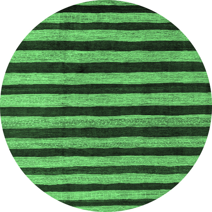 Round Machine Washable Oriental Emerald Green Modern Area Rugs, wshabs4259emgrn