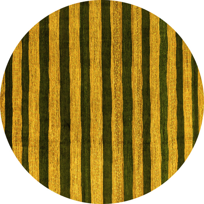 Round Machine Washable Oriental Yellow Modern Rug, wshabs4259yw