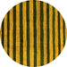 Round Machine Washable Oriental Yellow Modern Rug, wshabs4259yw