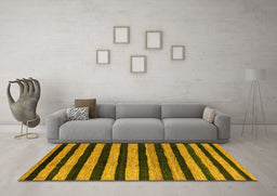 Machine Washable Oriental Yellow Modern Rug in a Living Room, wshabs4259yw