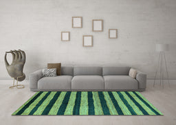 Machine Washable Oriental Turquoise Modern Area Rugs in a Living Room,, wshabs4259turq