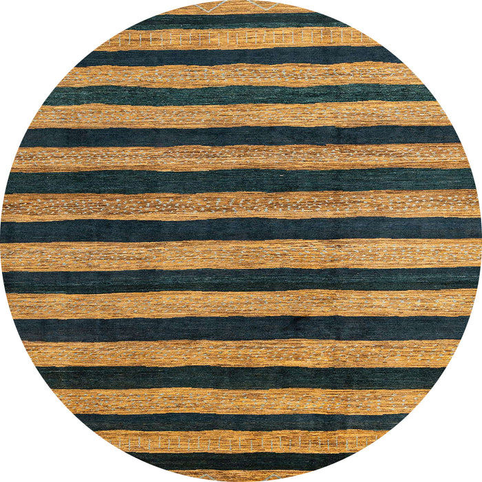 Round Machine Washable Abstract Yellow Rug, wshabs4259