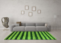 Machine Washable Oriental Green Modern Rug, wshabs4259grn