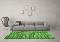 Machine Washable Abstract Green Modern Rug, wshabs425grn