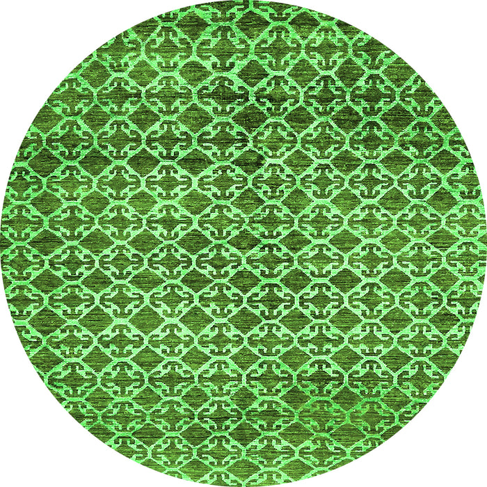 Round Abstract Green Modern Rug, abs425grn