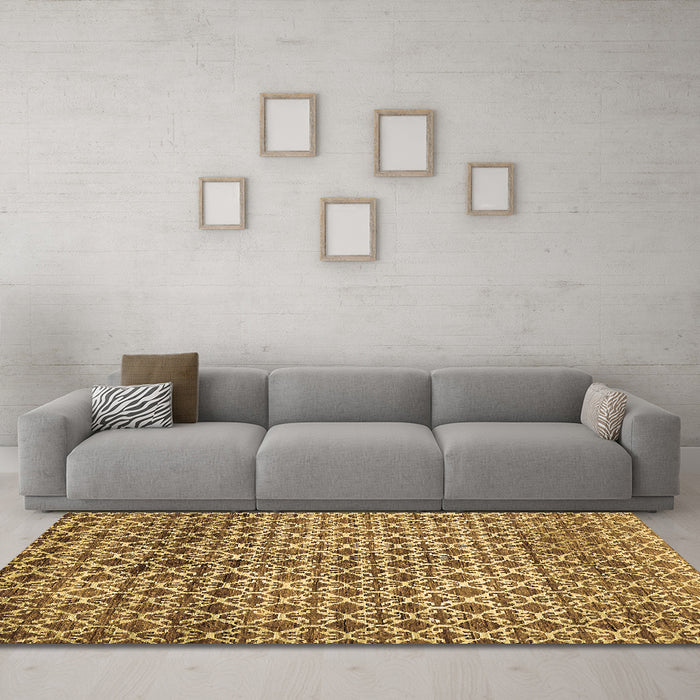 Machine Washable Abstract Brown Modern Rug in a Living Room,, wshabs425brn