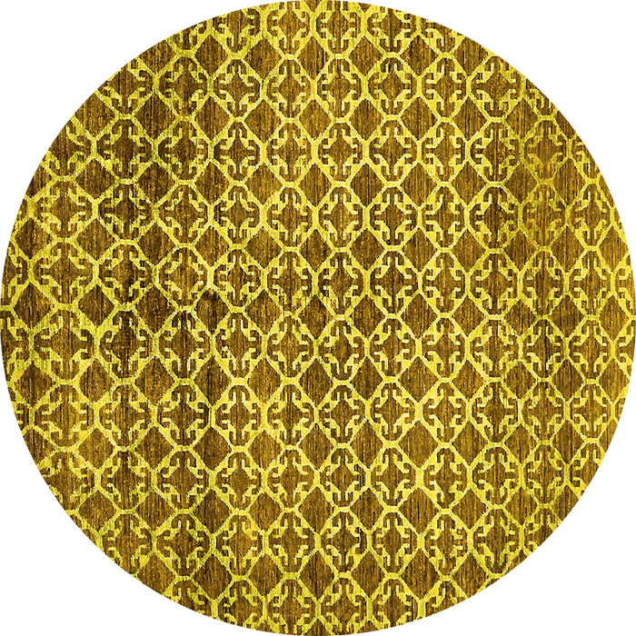 Round Abstract Yellow Modern Rug, abs425yw