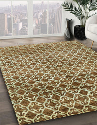 Abstract Ginger Brown Green Modern Rug, abs425