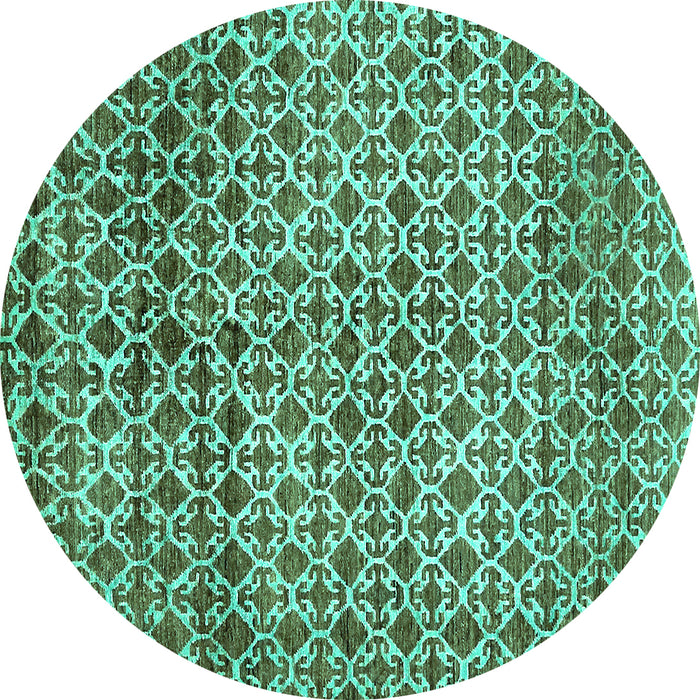 Round Abstract Turquoise Modern Rug, abs425turq