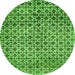 Round Machine Washable Abstract Green Modern Area Rugs, wshabs425grn