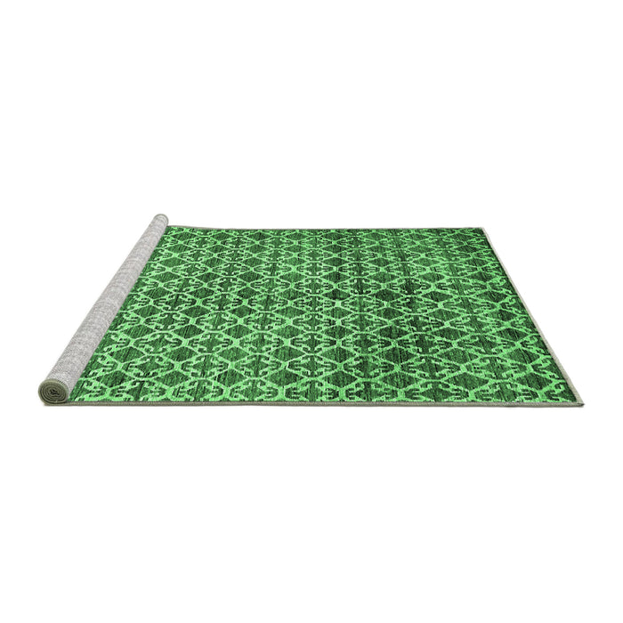Sideview of Machine Washable Abstract Emerald Green Modern Area Rugs, wshabs425emgrn