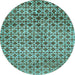 Round Machine Washable Abstract Light Blue Modern Rug, wshabs425lblu