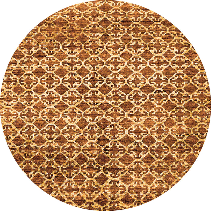Round Abstract Orange Modern Rug, abs425org