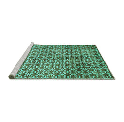 Sideview of Machine Washable Abstract Turquoise Modern Area Rugs, wshabs425turq