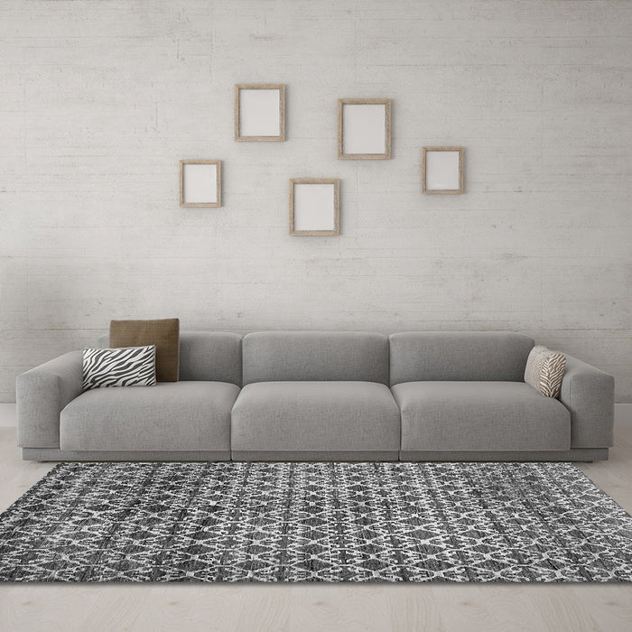 Machine Washable Abstract Gray Modern Rug in a Living Room,, wshabs425gry