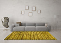 Machine Washable Abstract Yellow Modern Rug, wshabs425yw