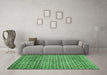 Machine Washable Abstract Emerald Green Modern Area Rugs in a Living Room,, wshabs425emgrn