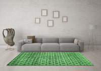 Machine Washable Abstract Emerald Green Modern Rug, wshabs425emgrn