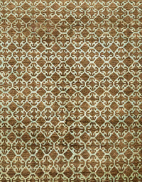 Machine Washable Abstract Ginger Brown Green Rug, wshabs425